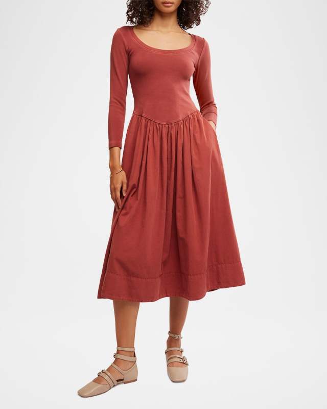 Aelia Drop-Waist Midi Dress